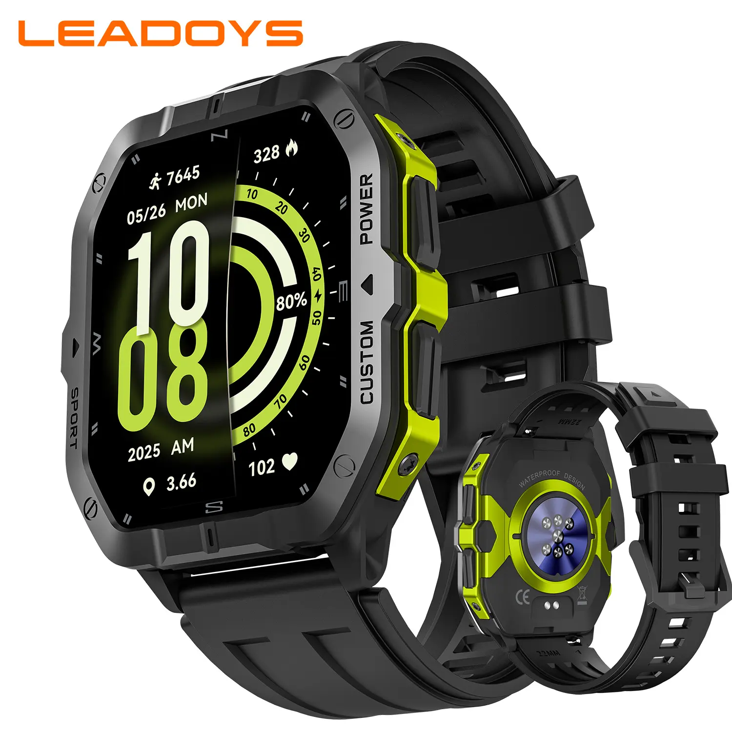 LEADOYS C32PRO GPS Outdoor Smartwatch for Men and Women, 2.02inch Big HD Screen, Precision GPS-GNSS Global Positioning, Military Standard Quality, Bluetooth Call, All-day Health & Fitness Tracking, Wearable Smart Wristwatch