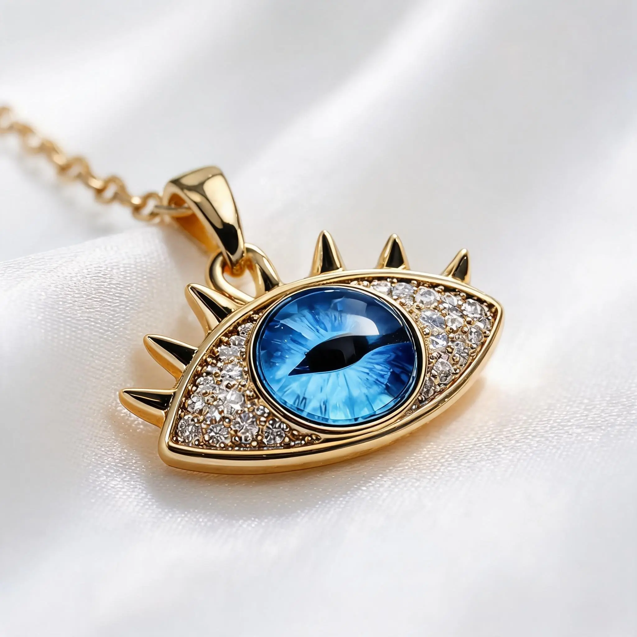 Women's 16in Minimalist Evil Eye Choker Necklace, Unisex Stainless Steel-Titanium Alloy Mirror Polish Pendant, Hypoallergenic Anti-Tarnish Dainty Layering Chain, Wards Off Bad Vibes Everyday Wear Gift