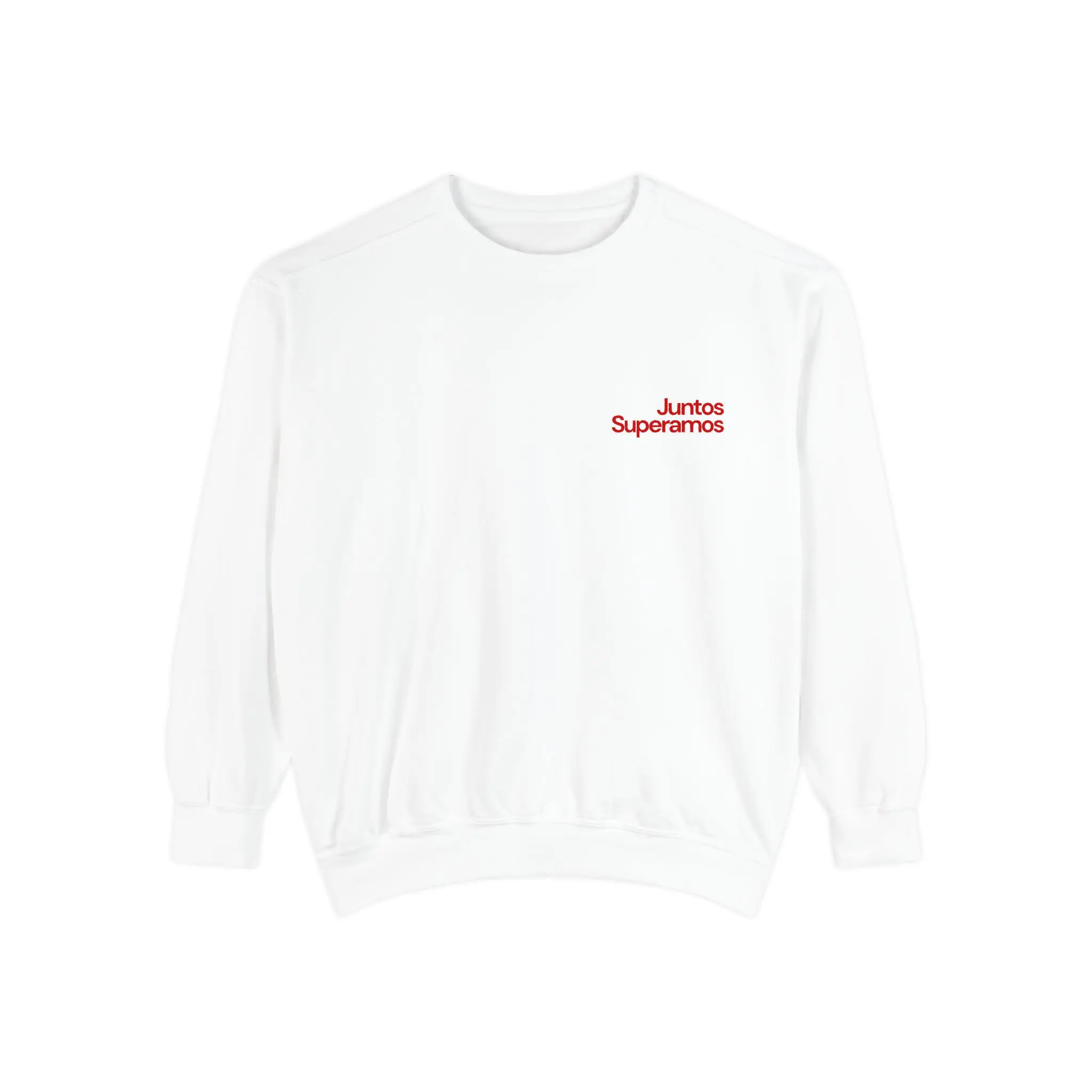 Immigrants Matter sweatshirt | Spanish "Juntos Superamos" crewneck, red botanical graphic