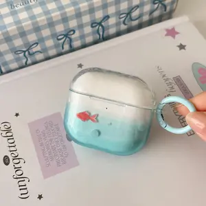 Cute Fish Pattern Earphone Case with Keychain, Earphone Protective Cover, Earphone Accessories Compatible with AirPods, Headset