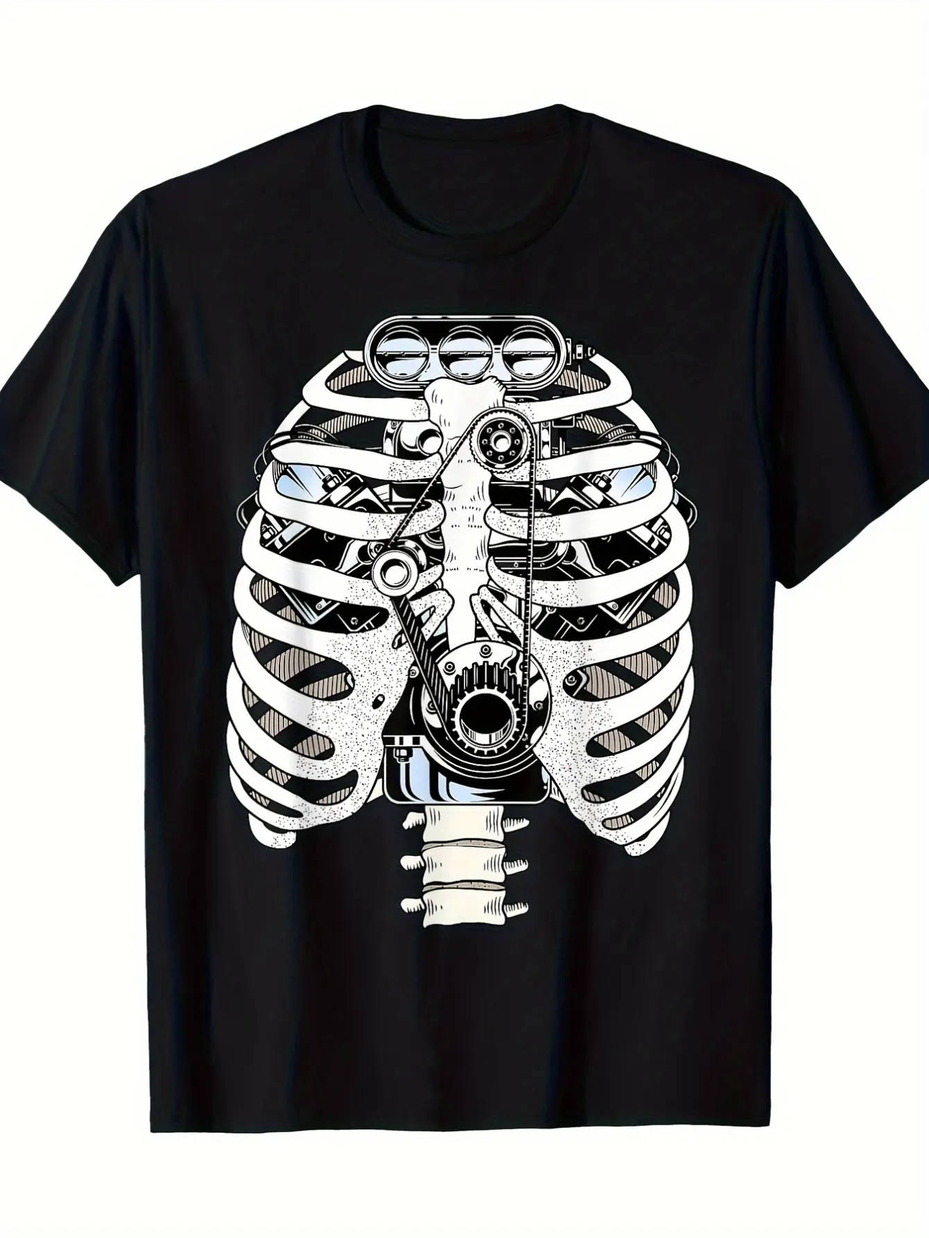 Mechanic Automotive Engineer Skeleton Mechanic T-S unisex soft cotton short sleeve t shirt, vintage graphic casual tee for men women teens, perfect birthday holiday gift for camping travel gym daily street  wear