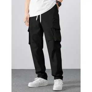 Black Multi-Pocket Cargo Pants | Streetwear Straight-Leg Bottoms