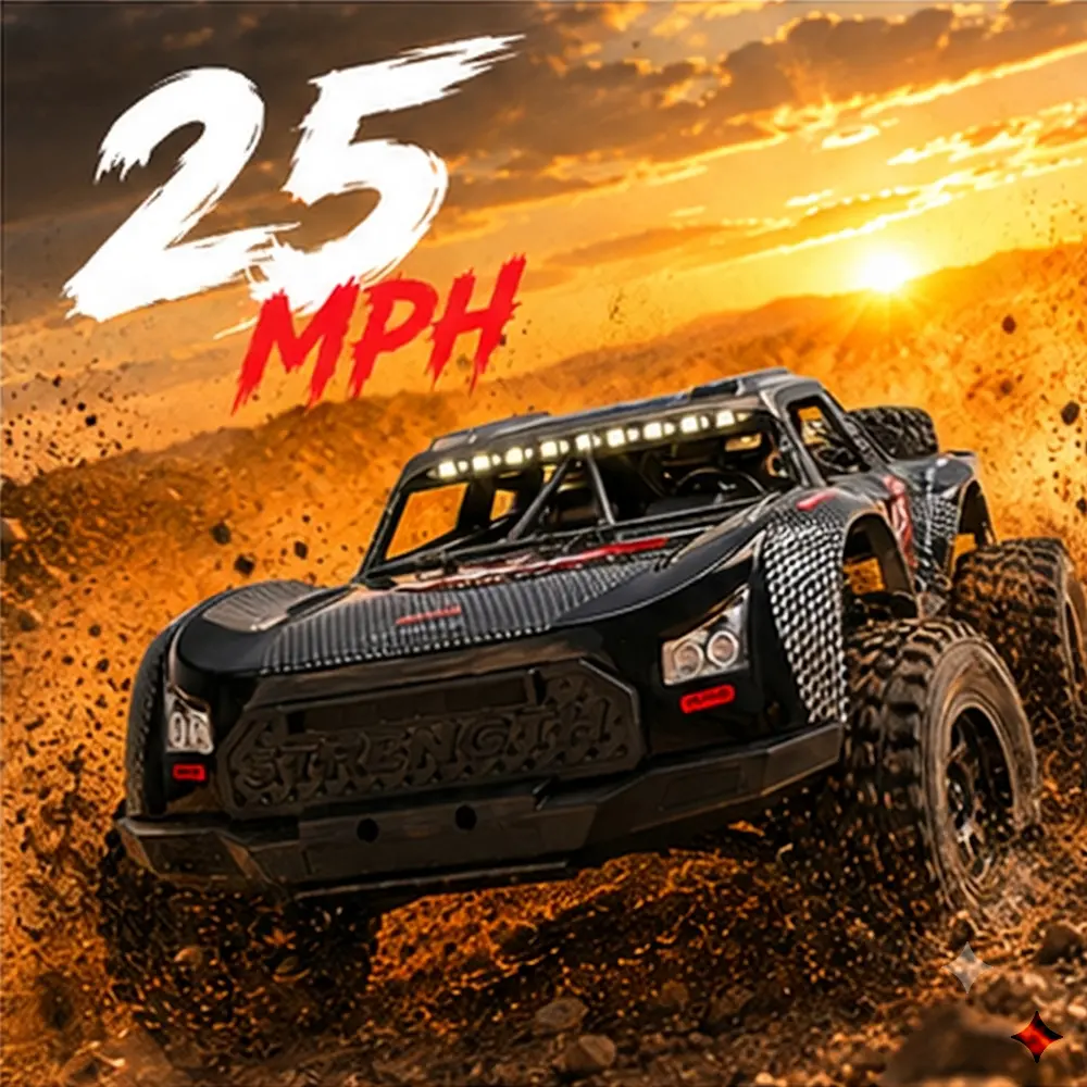 1/16 Scale 4WD RTR RC Monster Truck RC Vehicle - 25MPH High-Speed Off-Road Remote Controlled Vehicle, 2S Li-ion Battery Included, 2.4GHz Radio System