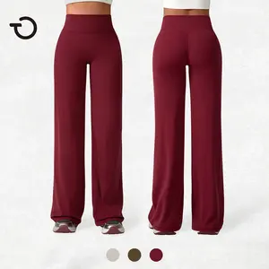 TimeOFF Women's High Waist Wide Leg Yoga Pants - Stretchy Breathable Fabric, Flowy Drapey Silhouette & Butt Lifting Design, Prevents Waist Rolling & Movement Restriction, Ideal for Yoga, Pilates, Gym & Casual Daily Wear