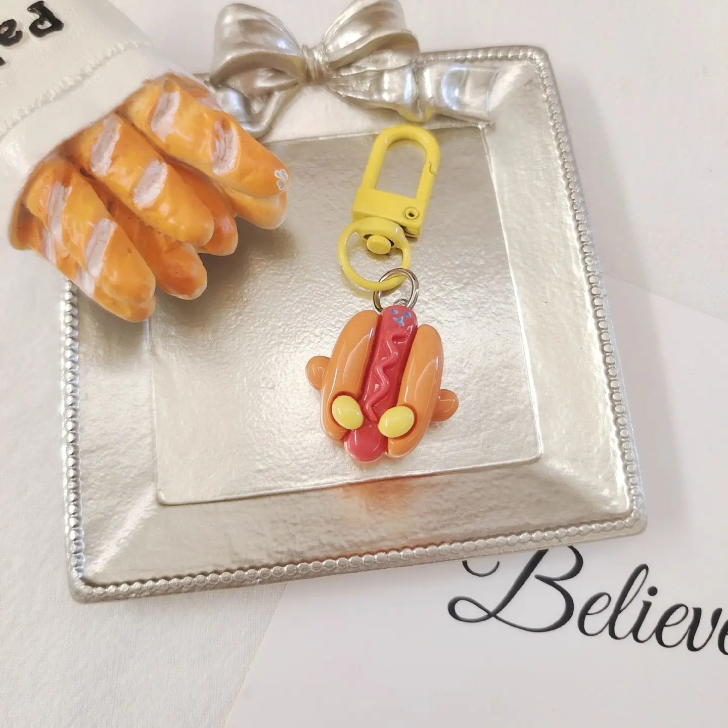 Little hot dog key chain