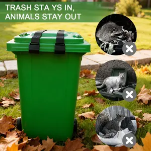 Wind & Animal-Proof Trash Can Strap Heavy-Duty Elastic Lock for Outdoor Bins Keeps Lids Closed Stops Spills & Raccoon Mess