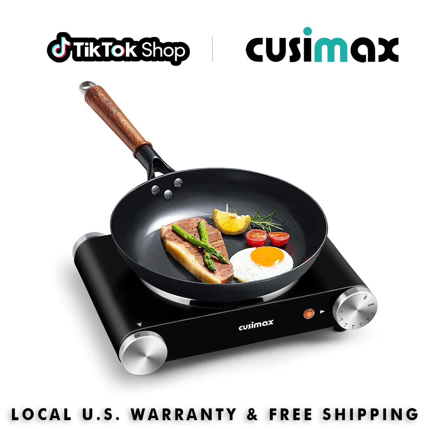 CUSIMAX Cast Iron Knob-Controlled Electric Hot Plate - Stainless Steel Single Burner with Precise Adjustable Temp Control, Auto Shut-Off, US Plug, Portable Countertop Stove for RV/Home Use, Precise Temperature Control,SummerFinds