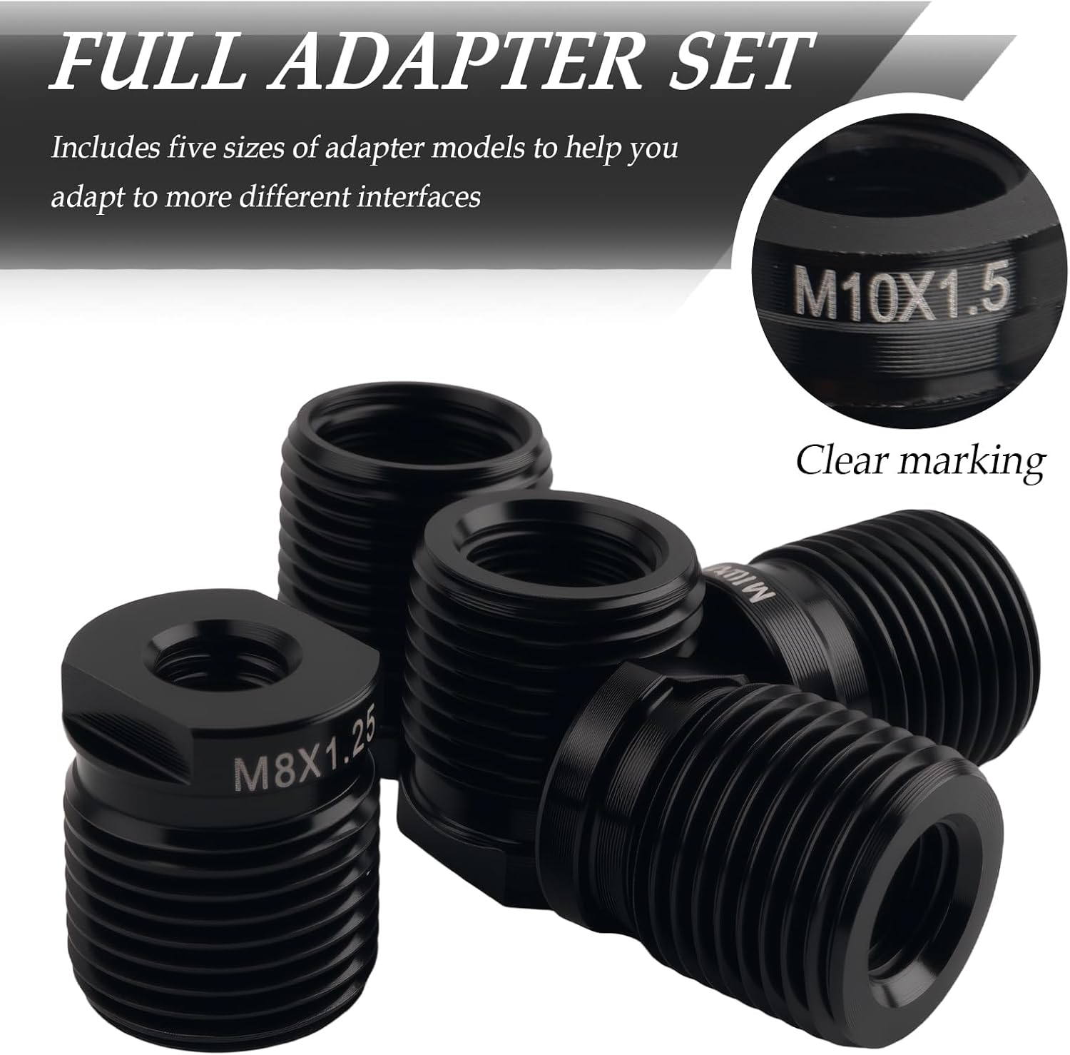 5PCS Shift Knob Adapter,Aluminum Alloy Shifter Knobs Thread Adapter for Connecting Shifts Knobs with Shifts Stick,Stick Shift Knob Adapters ID M8×1.25,M10×1.25,M10×1.5,M12,M14