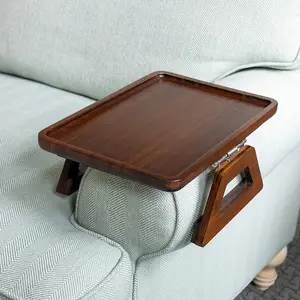Bamboo Trayble Couch Arm Table, Clip on Tray Sofa Table for Couches. Sofa Arm Tray, Armchair Table for TV Dinners, Remotes, Drinks and Snacks - 13.75 X 9.5Inch, Brown | Clip on Tray, Sofa Table, Sofa Arm Tray, Armchair Table, TV Dinners, Remotes