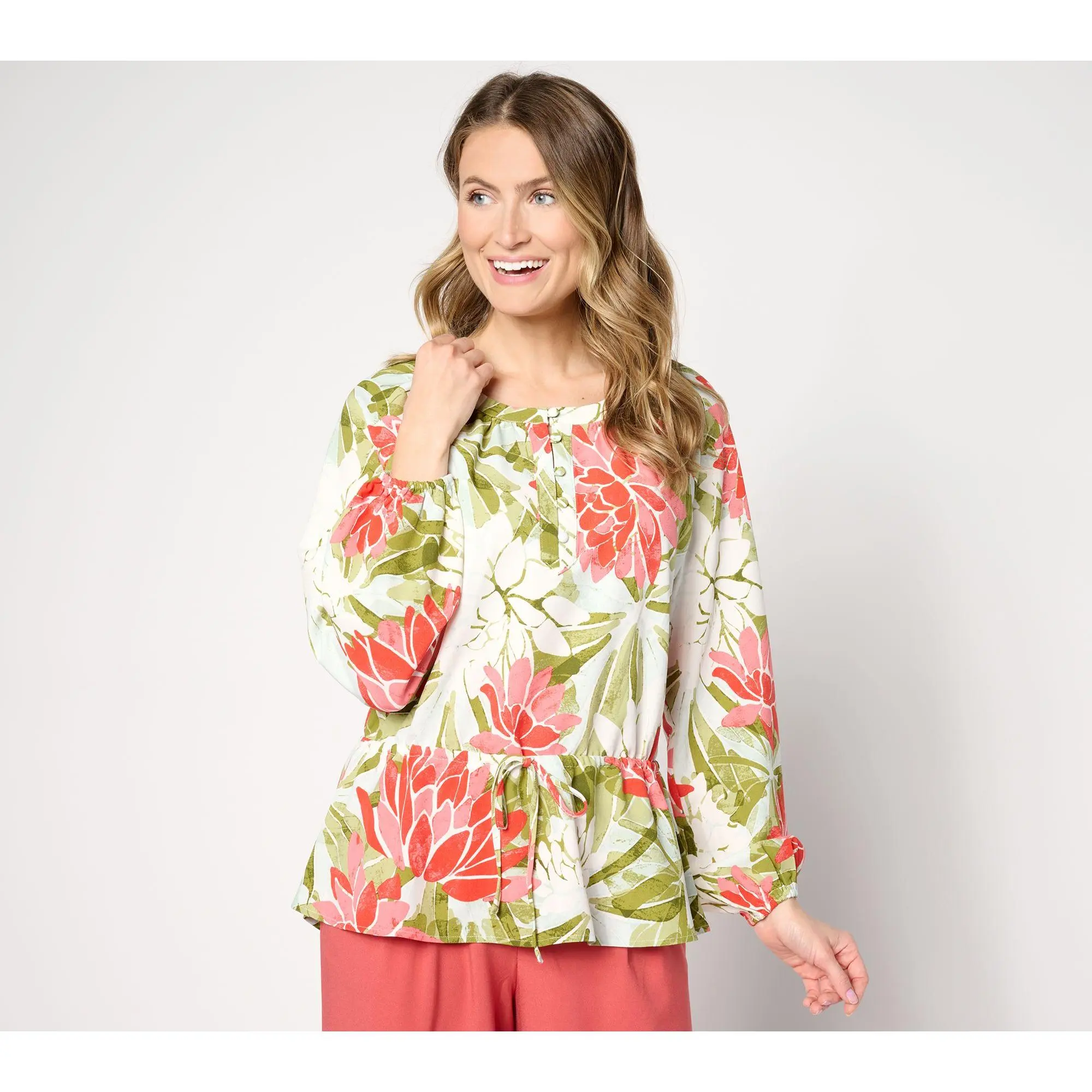 BEAUTIFUL by Lawrence Zarian Adjustable Waist Peasant Top BEAUTIFUL by Lawrence Zarian Adjustable Waist Peasant Top