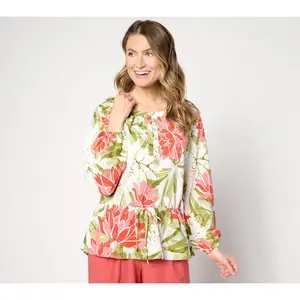 BEAUTIFUL by Lawrence Zarian Adjustable Waist Peasant Top