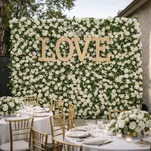 4FT*8FT | 12PCs Fabric Artificial Flower Panels Decor Decorative【WHITE】 Fruit Plants Wall Ornaments