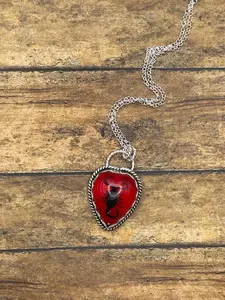 Welch-Black Scorpion in Red Resin Heart Pendant