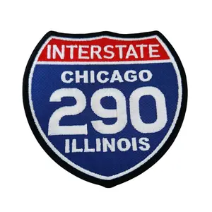Patch Party Club, Interstate 290 "Chicago" Iron-On Embroidered Patch, Size 4", Popular Patch for Jackets and Hats, DIY, Crafts