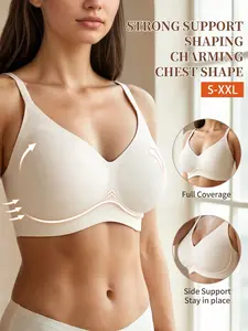 Jelly Bras for Women - S-2XL Seamless Smooth Wireless Padded Bralette with Medium Support, Comfy Everyday T-Shirt Bra No Underwire Push Up Bra Comfort Support Sleep Bralettes for Womens Ladies Soft Tshirt Padded Bra Regular and Plus Size