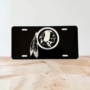 Washington Redskins Fan Laser Engraved Front License Plate Black Aluminum Tag