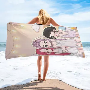 K-Pop Cartoon Girl Group Print Beach Towel, Bestie Pajama Party Themed Pool Towel, Quick-Dry Reusable Multi-Size Options, Beach Swim Travel Camping Towel, Dreamy Multifunctional Bath Mat, Fan Gift Choice