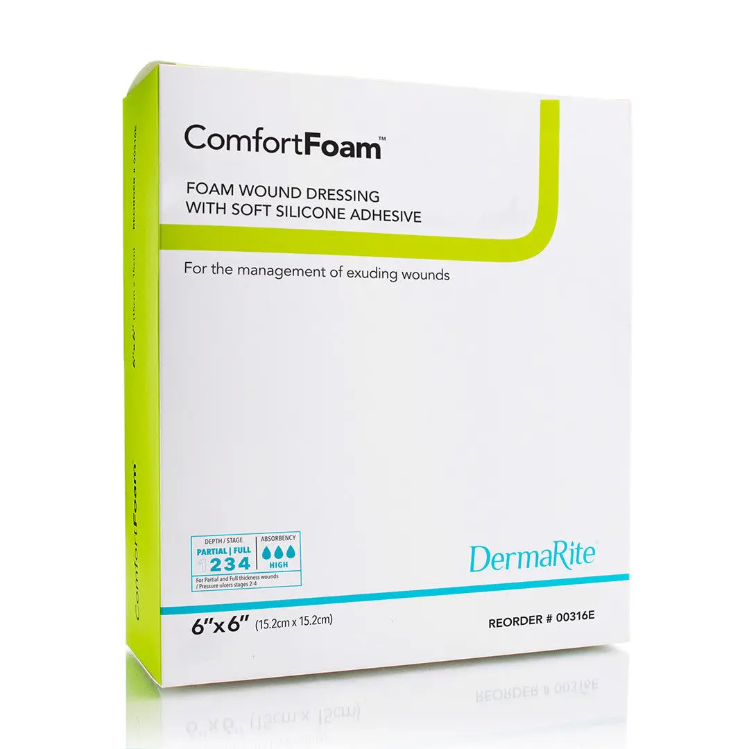 Comfortfoam Self-adherent Soft Silicone Foam Dressing, Non-border 6" X 6"