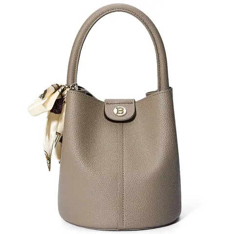 Bostanten Women's Faux Leather Mini Bucket Crossbody Bag - Cute Everyday Purse, Chic Sweet Look, Removable Adjustable Strap, Magnetic Closure, Matching Scarf, Women's Crossbody & Shoulder Bags