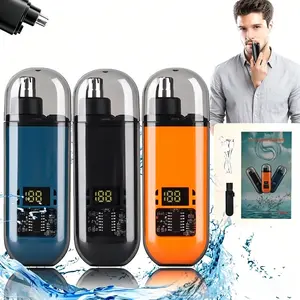 Nose Hair Trimmer for Men Women Rechargeable Painless Eyebrow Facial Hair Shaver LED Display Waterproof Dual Edge Blades Clipper Compact Portable IPX7 Safe Distance Trimming`