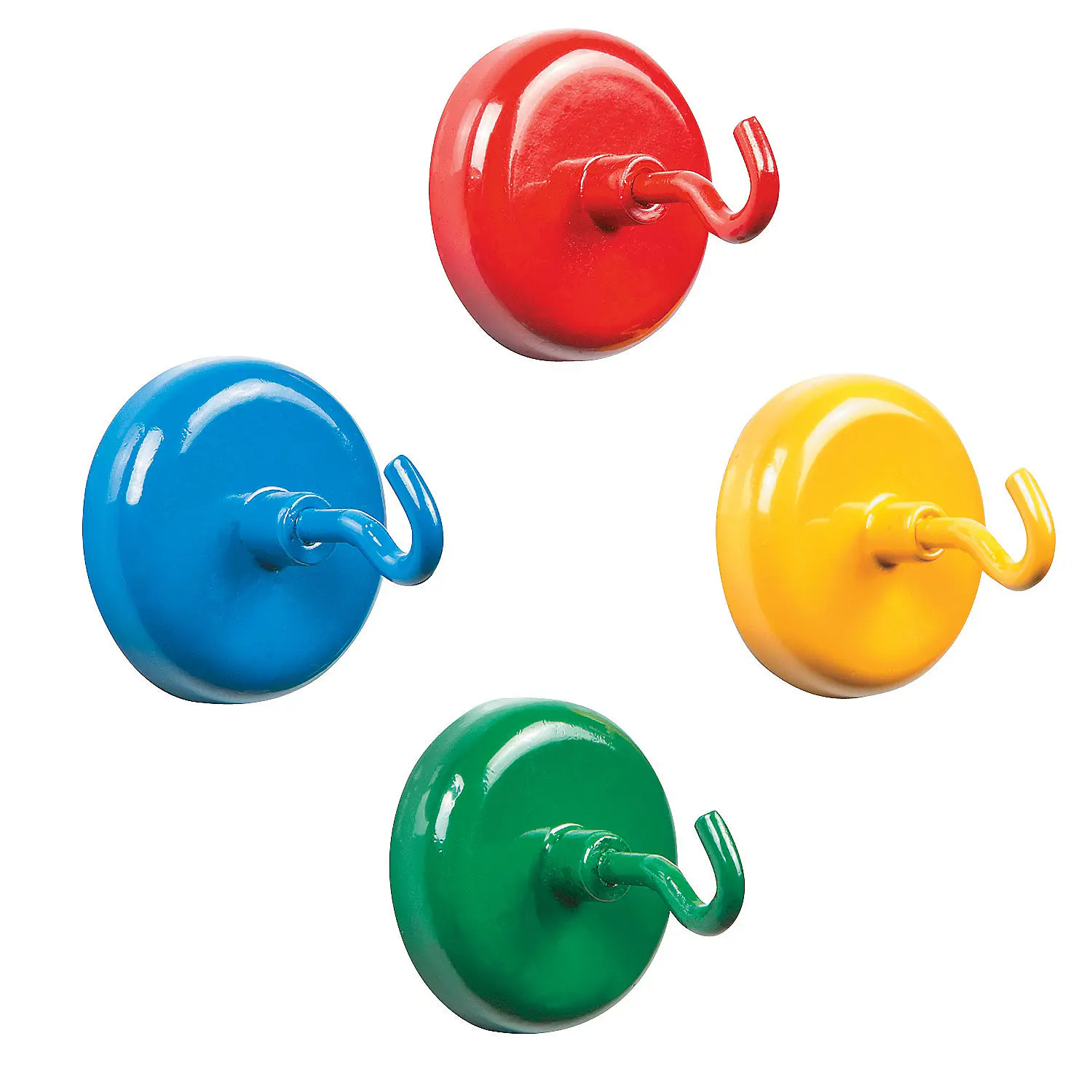 Magnetic Hooks Set - 4-Pc Multicolor Magnetic Storage Hooks for Hanging, Organizing Office Supplies, Classroom Supplies, and Holding Reminders & Schedules, Magnetic Hook