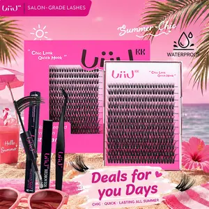 UiiUKK Flora Lash Kit Volume Boosting Waterproof Long-Lasting DIY Extensions 144 PCS Cluster Lashes Soft Kim & Kylie D curl 8-18mm Mix Easy DIY At Home Ultra Thin Band beach essentials