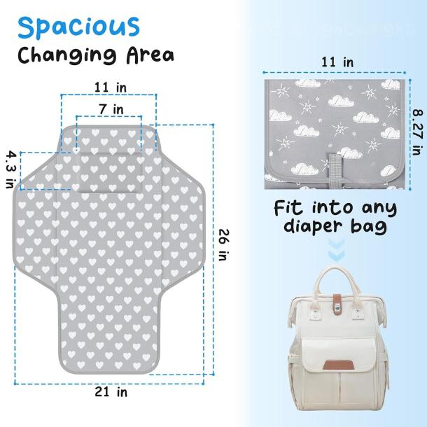 Mother's Day Baby Portable Changing Pad Travel - Waterproof Compact Diaper Changing Mat with Built-in Pillow - Lightweight & Foldable Changing Station, Newborn Shower Gifts Mother's Day Baby Portable Changing Pad Travel - Waterproof Compact Diaper Changing Mat with Built-in Pillow - Lightweight & Foldable Changing Station, Newborn Shower Gifts