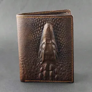 Vintage Mens Genuine Leather Bifold Wallet Purse Biker Rock