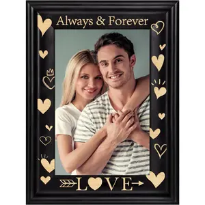 Valentines Day Picture Frame - Love Wood Valentines day Photo Frame Always & Forever Romantic Valentine's Day Gift for Couples Him Her Husband Wife Boyfriend Anniversary Wedding Keepsake