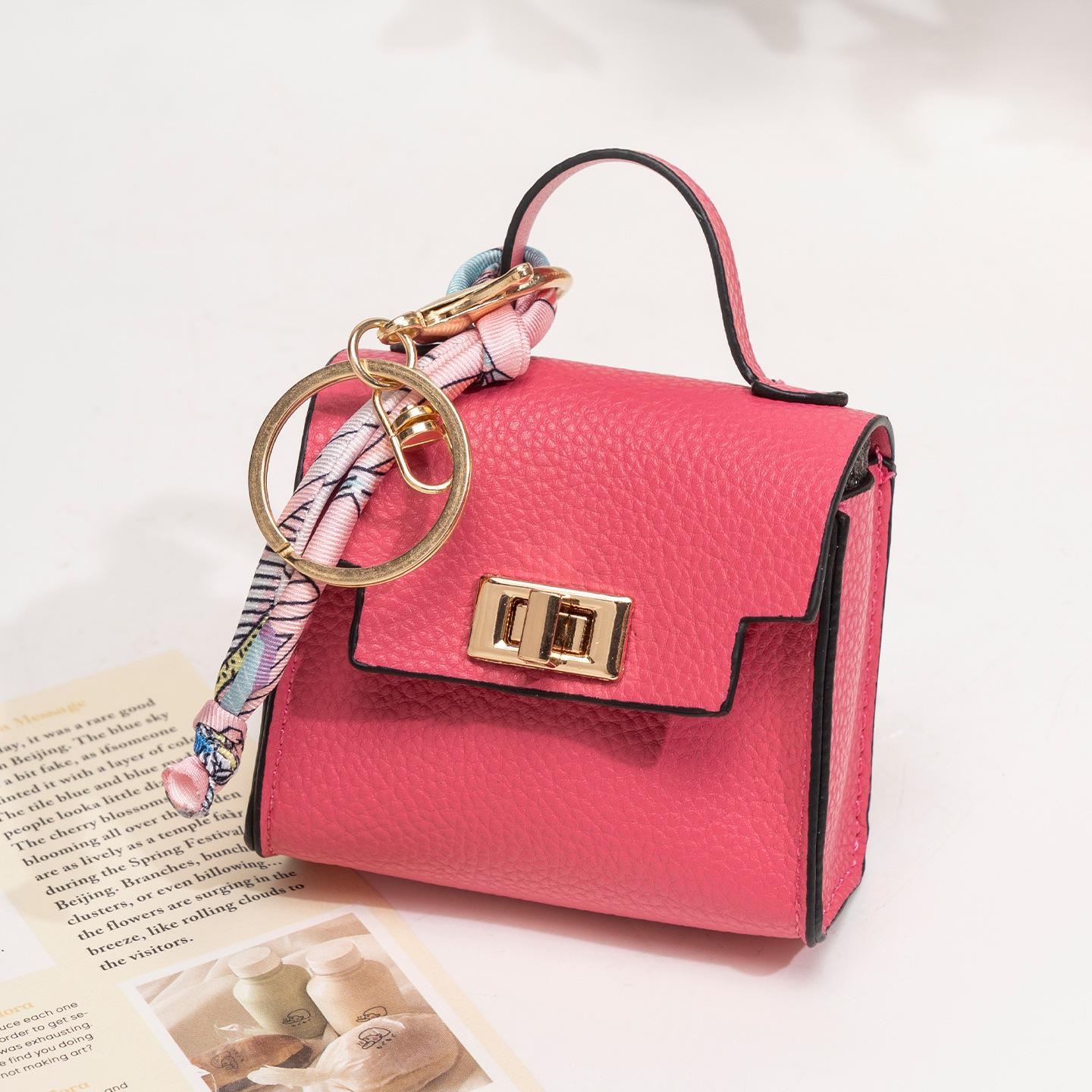 Mini Square Bag Pendant Keychain - High Quality Leather with Colorful Strap, Cute Car Keychain & Bag Charm Accessory Mini Square Bag Pendant Keychain - High Quality Leather with Colorful Strap, Cute Car Keychain & Bag Charm Accessory