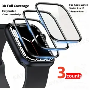 KAYKWONG'S 3 Counts Screen Protector Film for  iWatch, Wearable Accessories, Smooth Surface, Anti-Fingerprint, TPU Full Coverage Transparent, Fits 38-49mm Models