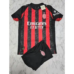 AC Milan 2025/26 Home and Away Full Set Soccer Kit, Serie A Premium Fabric Match Style Set T