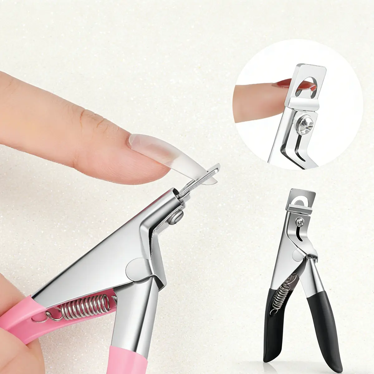 Stainless U-Shape Blade Nail Clipper - Durable Unisex Adult Care Tool with Spring Mechanism, Clean Cut Trimmer for Artificial Nails, At-Home & Professional Manicure Use