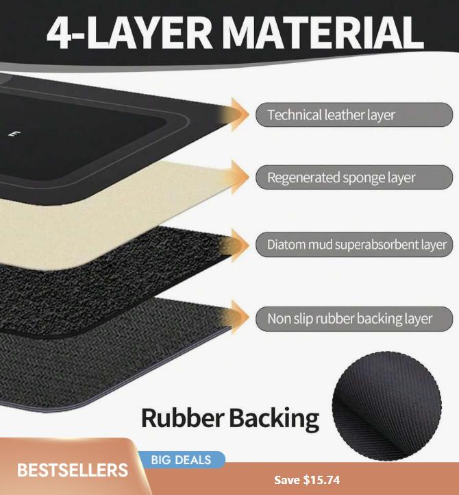 3-Piece HOME Design Bathroom Mat Set, Super Absorbent Microfiber Bath Rugs, Non-Slip Machine Washable U-Shaped Contour & Rectangular Floor Mats For Shower, Toilet, Hotel & Dorm