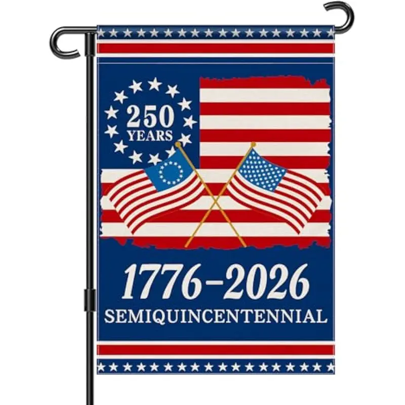 1 Pcs 12x18 in Spun Polyester 250th Anniversary America Garden Flag - Patriotic Waterproof Double-Sided USA 1776-2026 Commemorative Banner, Outdoor Decor, Garden Accessories, Fade Resistant, Easy to Clean, Gentle Cycle Safe 4th of July Home Decor