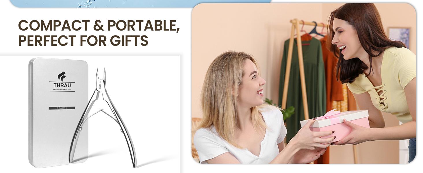 THRAU Cuticle Trimmer for Manicure and Pedicure, Stainless Steel Cuticle Remover Cuticle Nipper, Precise Pointed Tip Grooming Kit for Trim Nail and Dry Skin