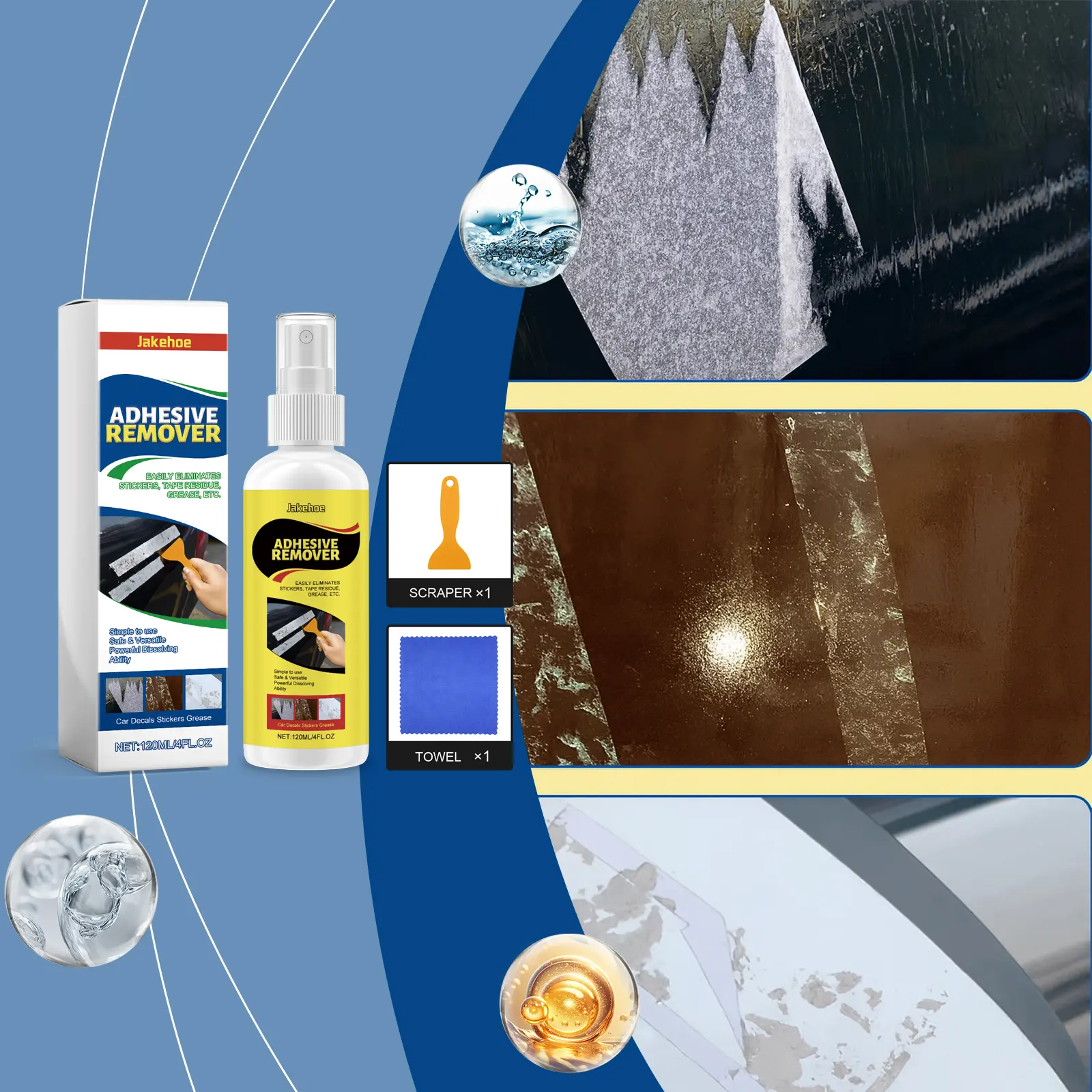 Professional Adhesive Remover - Dissolves Glue, Tape & Sticker Residue, Multi-Surface Safe Remover, For Floors, Glass & Car, No Damage, Cleaner Remover