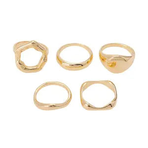 5-piece set of girls' rings, metal luxury high-end used for banquets, parties, and daily shopping ring