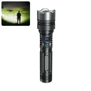 Super Bright Flashlight Power Bank 2 in 1, USB Rechargeable Torch with Digital Display, Zoomable X4 Waterproof, Adjustable Brightness for Outdoor Camping Fishing Emergency, Perfect Father's Day Gift