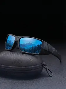 Men's Classic Polarized Sunglasses, Colorful Lenses, Camouflage Decoration, Unisex with Case, All Seasons, PC Frame, Fda Registered, Modern Sunglasses