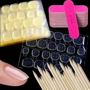 Nail Stickers for Press Ons: 480Pcs Waterproof Adhesive Sticky Tabs for Natural Nails No Damage + 20 Mini Buffers + 20 Orange Sticks to Easy Remove Nail Glue Tabs