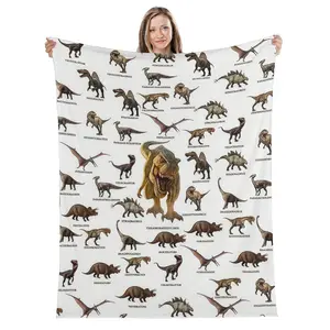 Dinosaur Print Cozy Blanket, 1 Count Soft Comfortable Warm Napping Throw, Sleeping Bedding Supplies for Home Office Travel Decorative Giftable Blankets