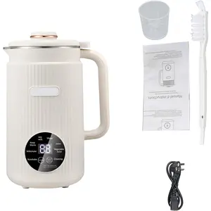 Digital Display Programmable Milk Making Machine, 12-blade Electric Blender, Auto Cleaning & Long Time Warm Keeping for Home Soy Nut Milk Making, White