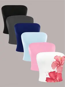 Summer Minimalist Slimming Solid Color Tube Top Fashion Short Crop Top Set, Versatile Graphic Sleeveless Shirt for All Seasons