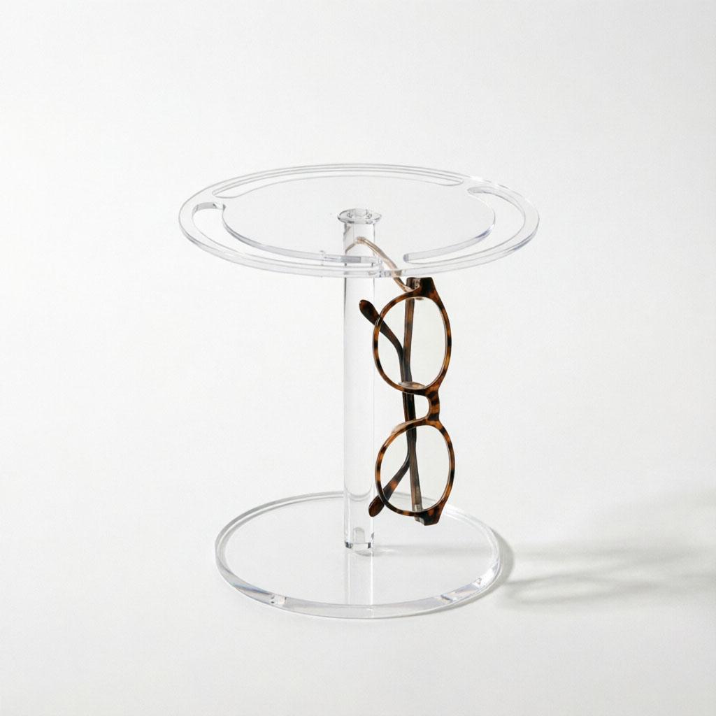 ADISEN Sunglasses Rotating Eyeglasses Sunglasses Holder Stand , Eyeglasses Display Rack,Eyewear room Tabletop Glasses Storage Organizer Acrylic, Round,for Office Desk Bedroom，6.89×6.89×1.38 inch，Acrylic Tabletop Organizer