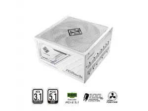 ASRock Steel Legend SL-850GW 850W 80 PLUS GOLD & Cybenetics PLATINUM Full Modular Power Supply, ATX3.1 & PCIe5.1 Ready with Dual Color 12V-2x6 Cable, 10 Years Warranty, White Edition