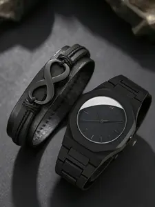 Men's Fashion Watch Set, Quartz Analog Watch, Resin Material, Lightweight & Accurate, Includes Bracelet, Perfect Gift for Thanksgiving, Back-To-School, Christmas