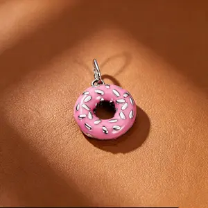 1pc 925 Silver Plated Enamel Frosted Donut  Charm, Vintage Virgin of GuadalupeCharm European Bracelet Necklace Women Birthday Jewelry Gift