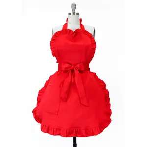 Bright Red Christmas Apron