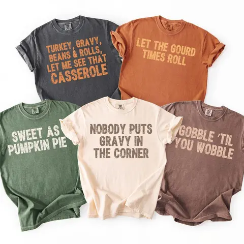 Funny Thanksgiving  Comfort Colors,  Gobble Til You Wobble, Distressed Turkey Day Shirt , Group Family Fall Matching Shirts